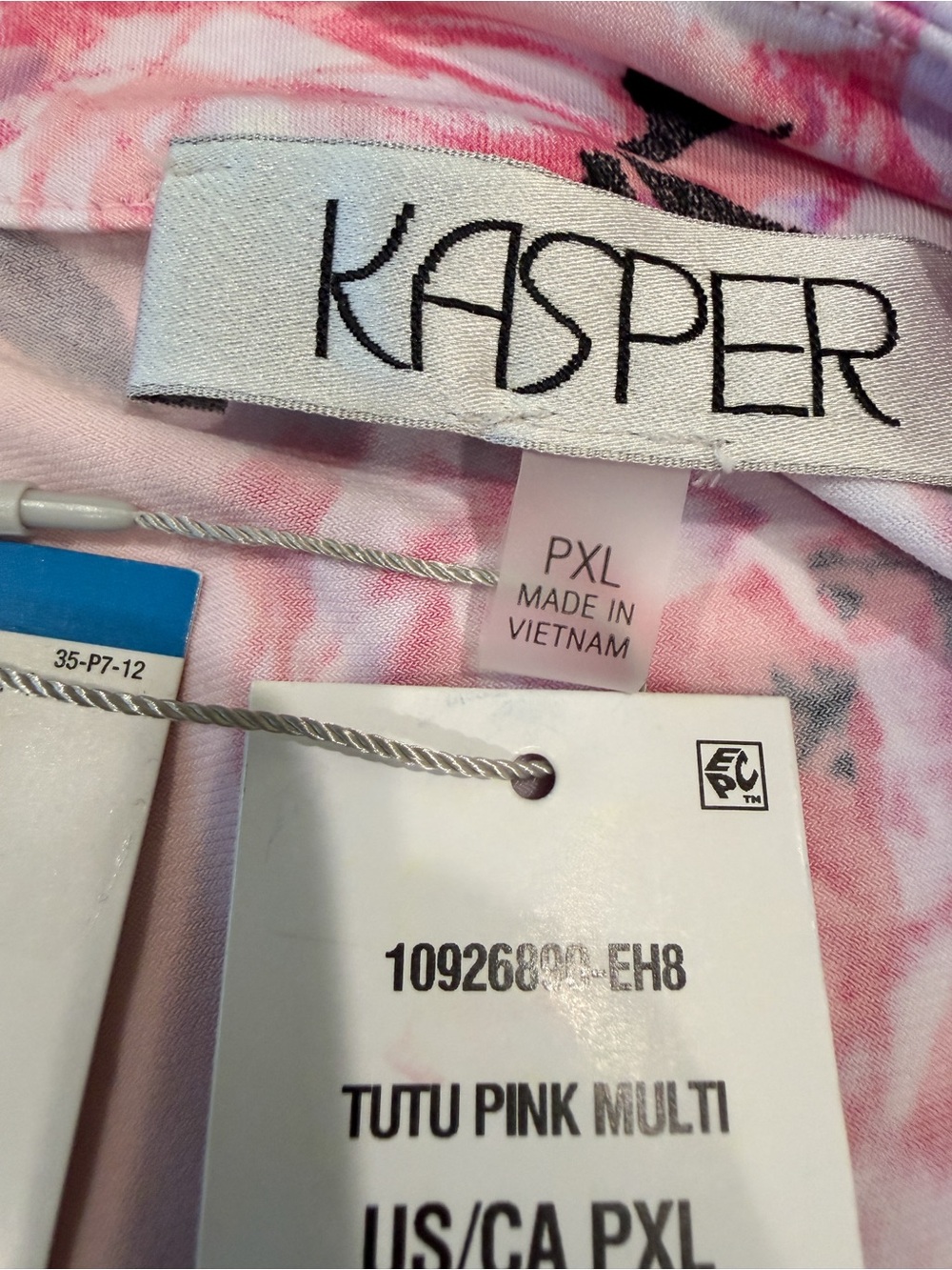 Kasper Floral Cowl Neck Top Cap Sleeve Shell Stretch Knit Pink Petite PXL NWT - Picture 12 of 14
